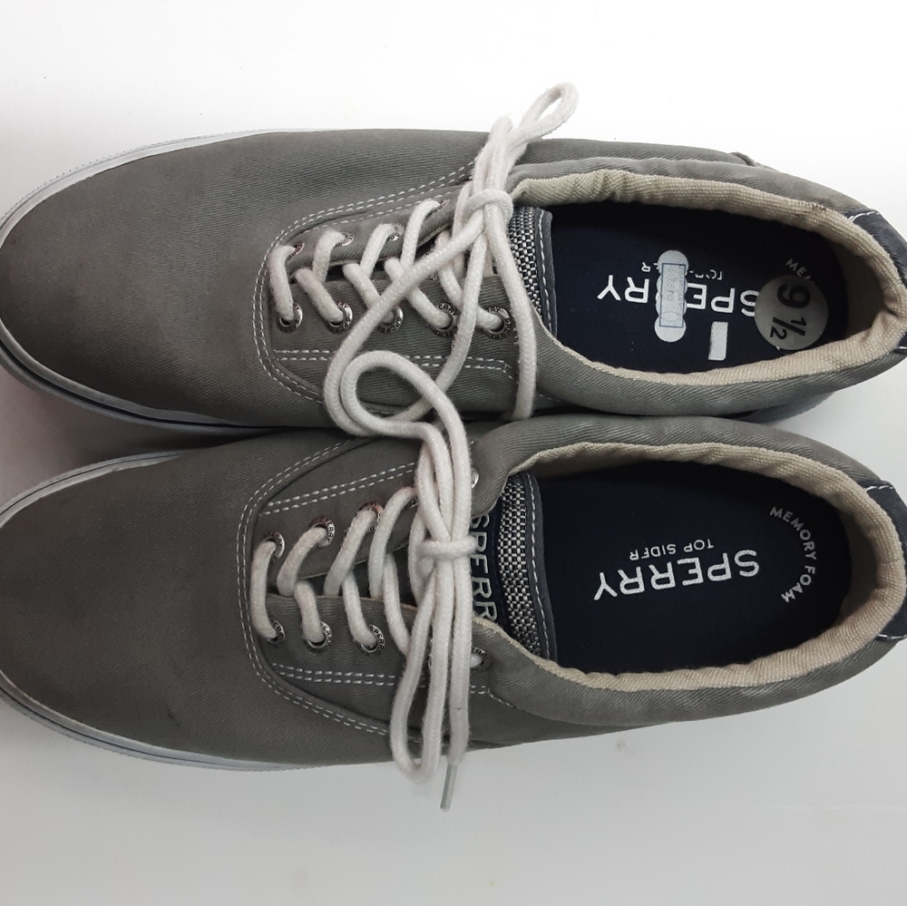 Sperry Men's Top Slider Gray Canvas Deck Shoes Sneakers Size 9.5 - Picture 3 of 10